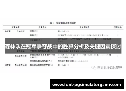 森林队在冠军争夺战中的胜算分析及关键因素探讨